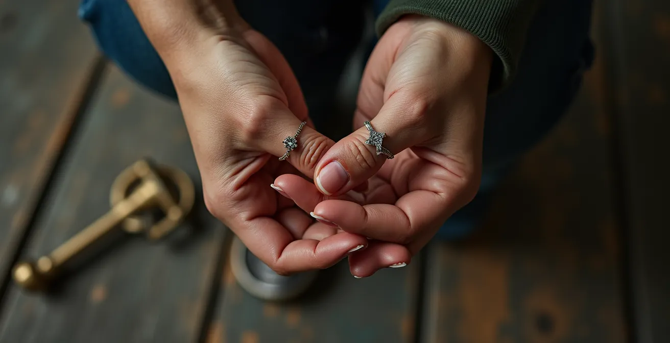 Mains entrelacées de femmes dans une escape room, symbolisant la solidarité face à la peur